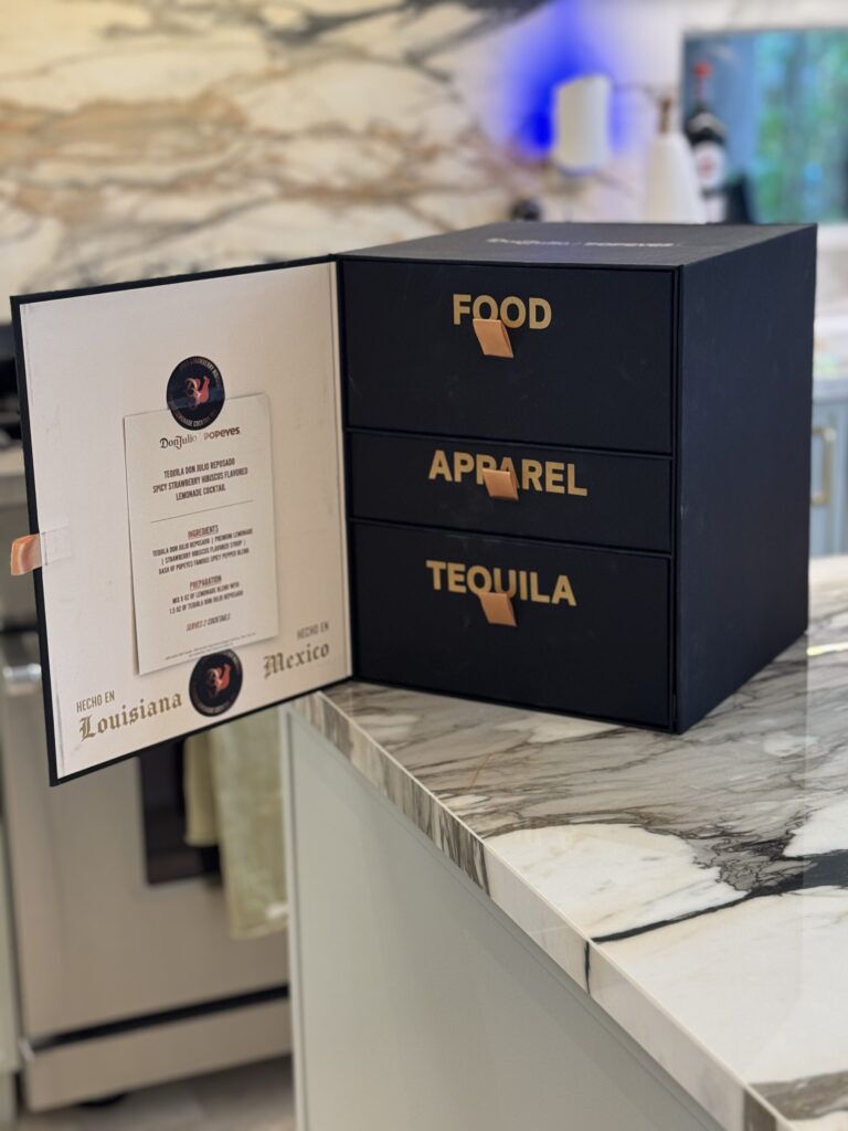 Invitation box with three pull out shelves
